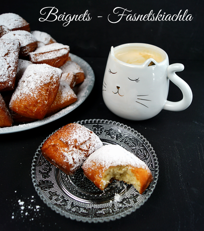 Beignets, auch Fasnetskiachla oder Faschingsküchle genannt, zum Synchronbacken im Februar 2021