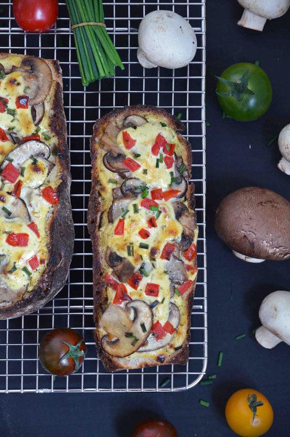 Zwei Champignon-Baguettes - vegan -
